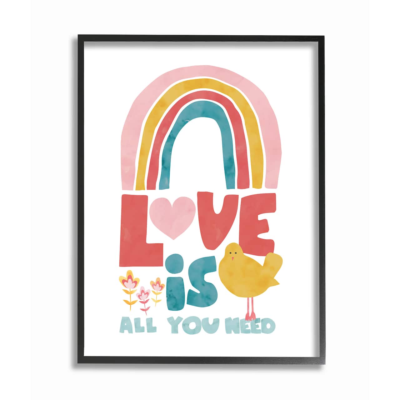 Stupell Industries Rainbow Love is All You Need Wall Accent with Black Frame